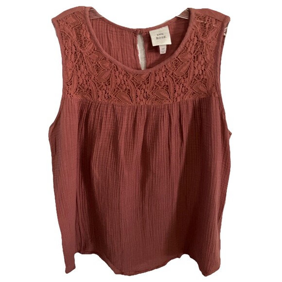 Knox Rose Top Blouse XXL  Coral Orange Boho Peasant Hippie Minimal 100% Cotton - Picture 1 of 3